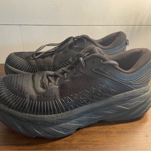 Womens 8.5 Hoka One One Leather Bondi SR Black Running Work Shoes Non Slip
